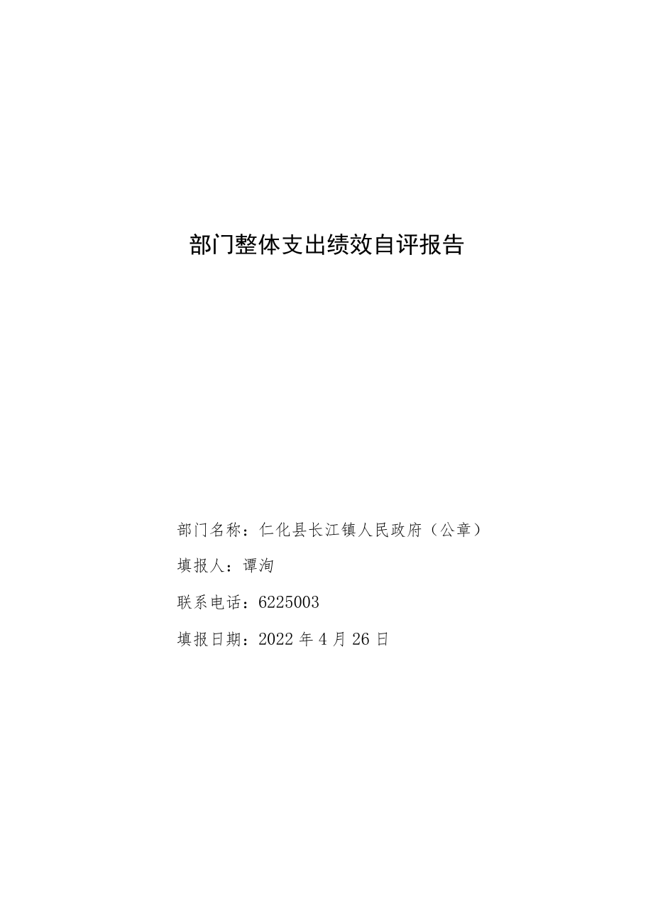 部门整体支出绩效自评报告.docx_第1页