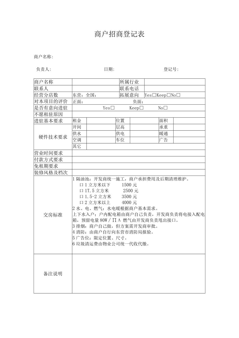 业主出租委托书 租赁合同 商户招商登记表 招商合作指南 招商合同文件招商文件模板.docx_第1页