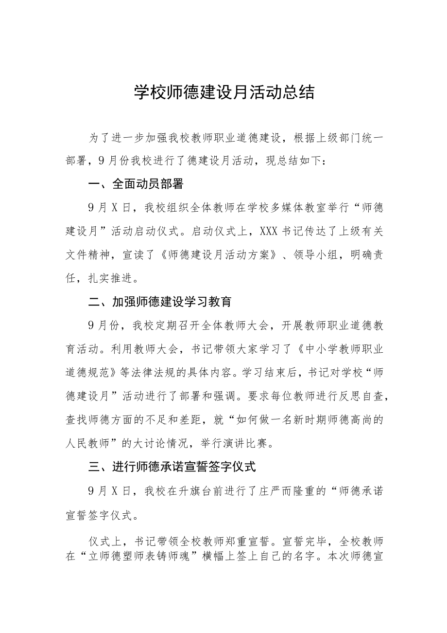 2022年师德建设月活动总结优秀范文.docx_第1页