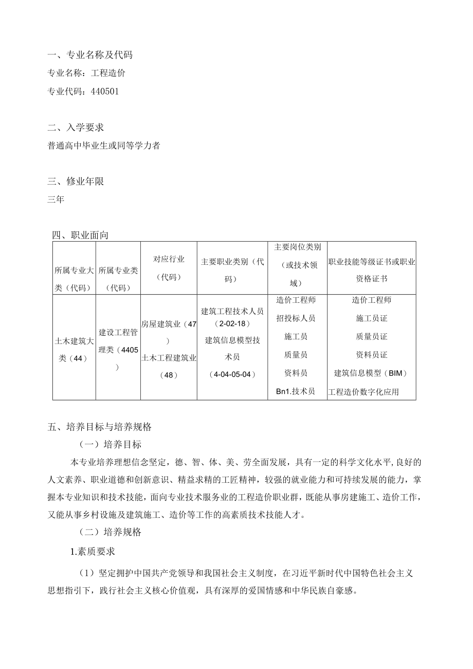 2021级工程造价专业人才培养方案.docx_第3页