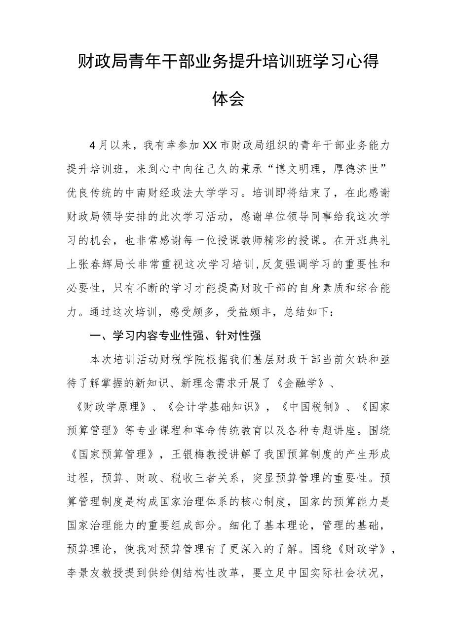 财政局青年干部业务提升培训班学习心得体会五篇.docx_第3页