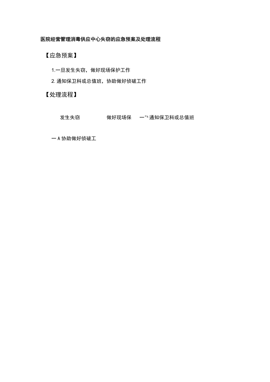 医院经营管理消毒供应中心失窃的应急预案及处理流程.docx_第1页