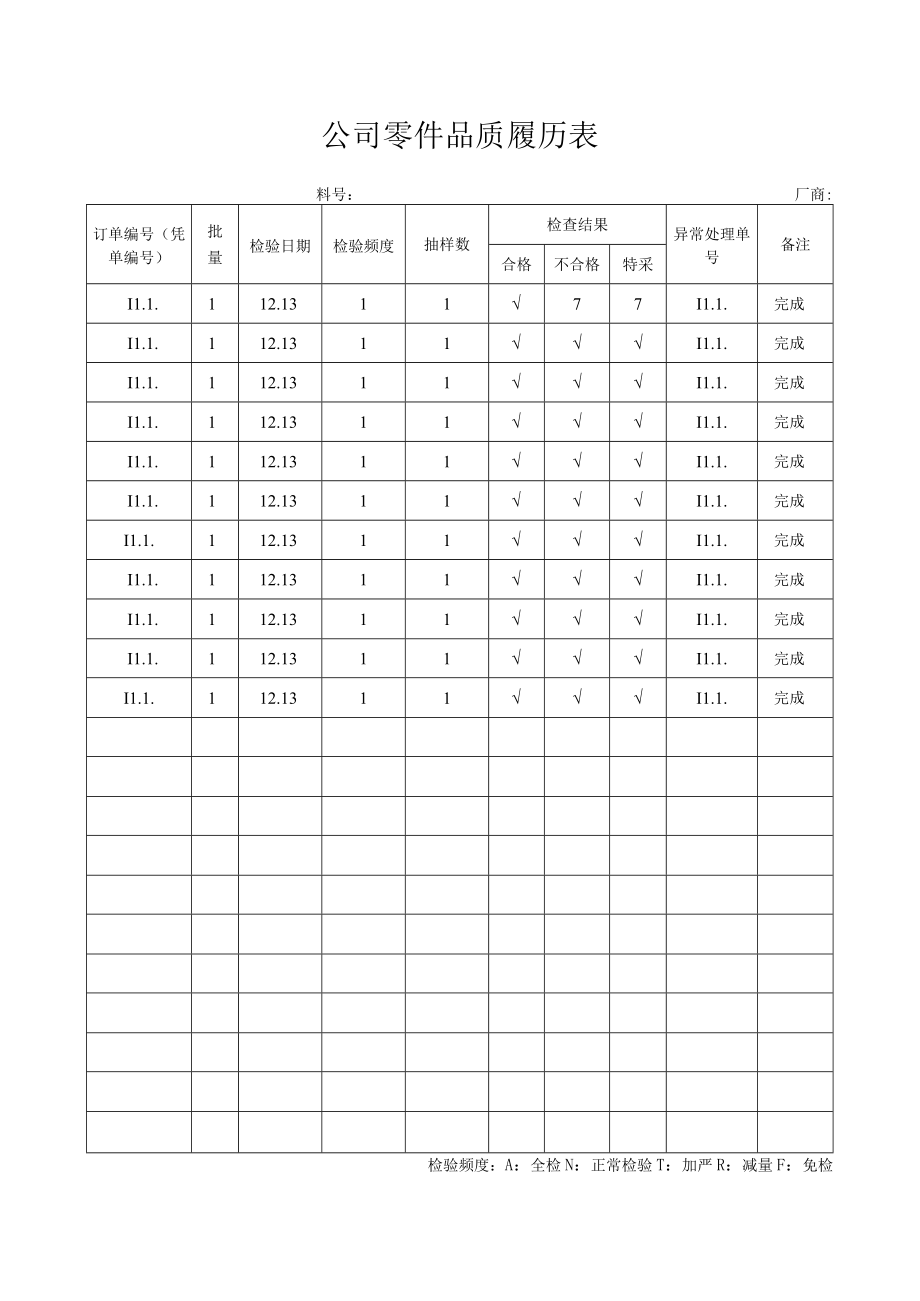 公司零件品质履历表.docx_第1页