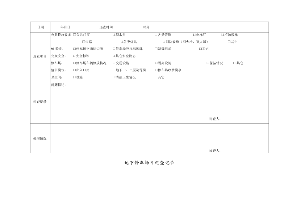 停车场日巡查记录表 特殊事项说明表 停车场车次收费统计月报表 物业停车表格模板.docx_第1页