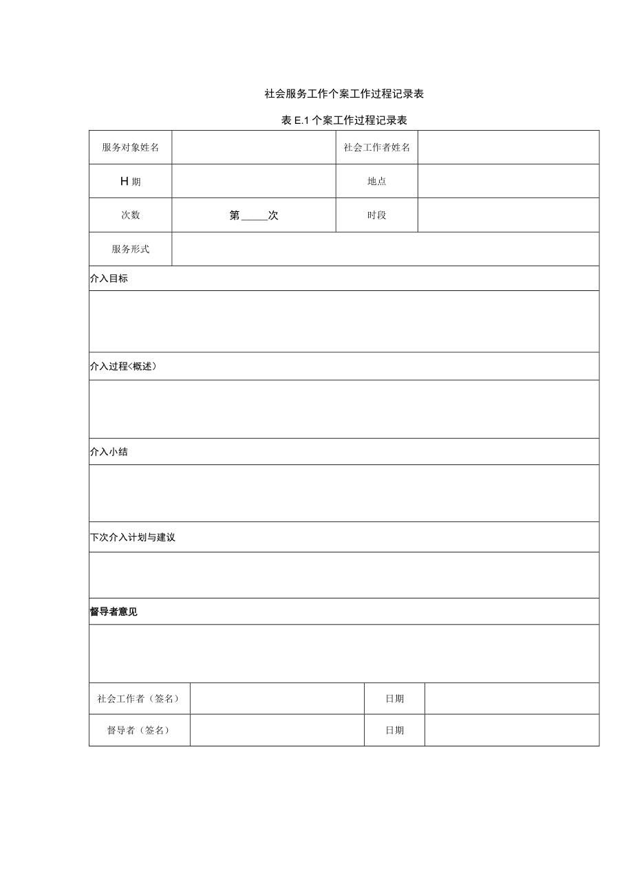 社会服务工作个案工作过程记录表.docx_第1页