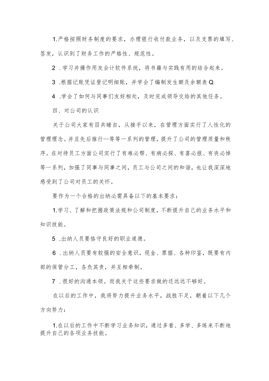 出纳3个月试用期工作总结.docx_第2页