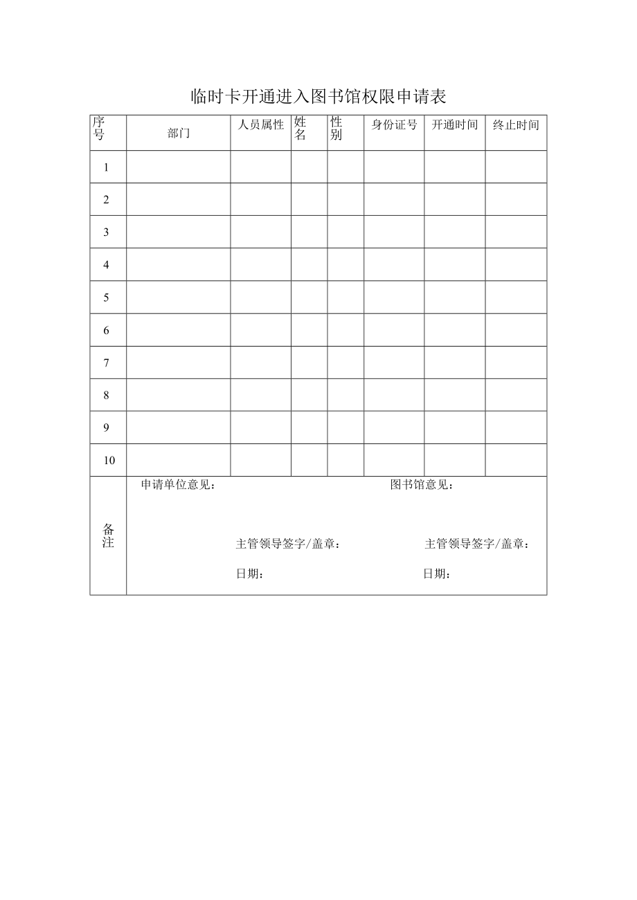 临时卡开通进入图书馆权限申请表.docx_第1页