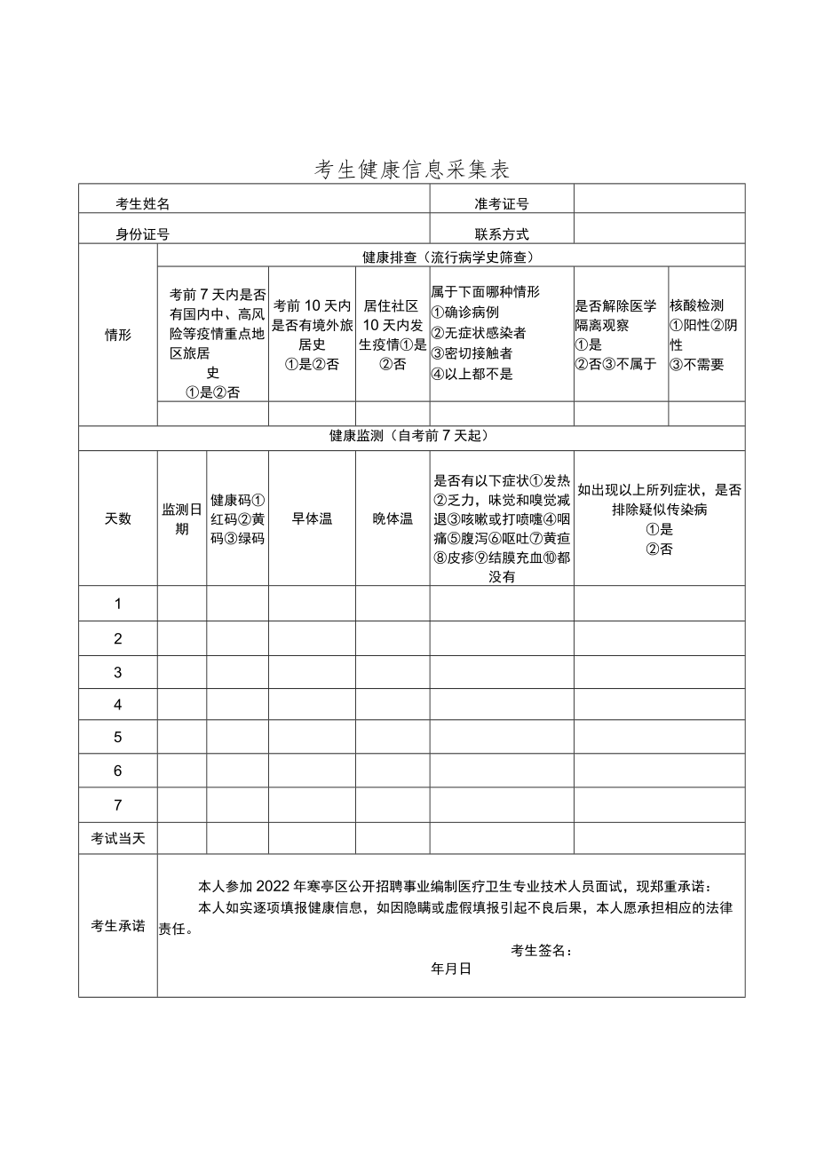 考生健康信息采集表.docx_第1页