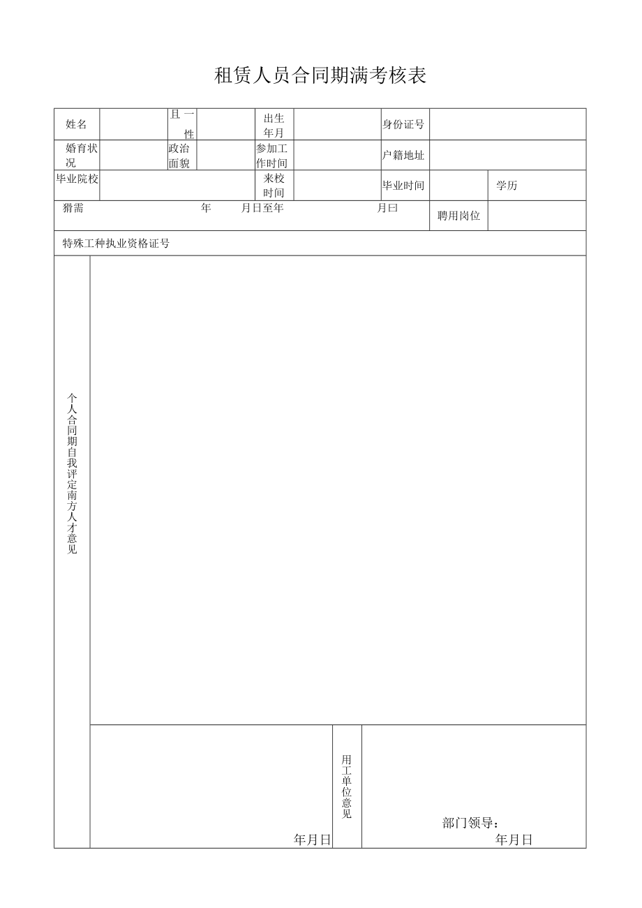 租赁人员合同期满考核表.docx_第1页