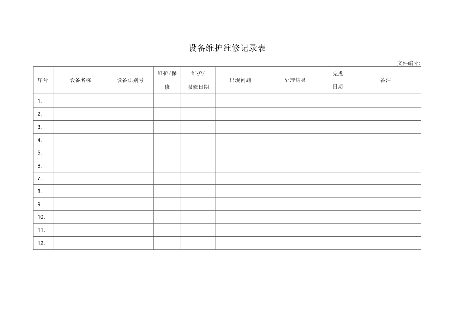 设备维护维修记录表.docx_第1页