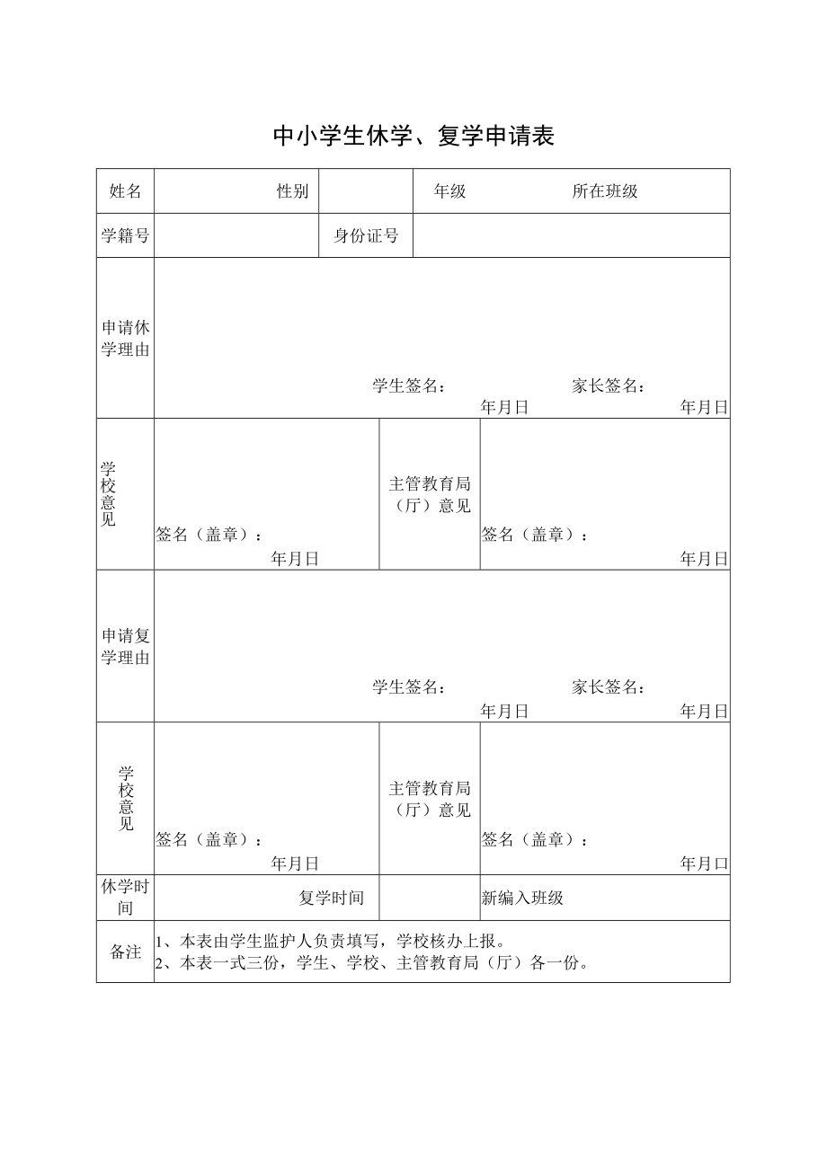 中小学生休学复学申请表.docx_第1页