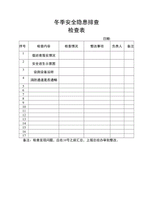 冬季安全隐患排查检查表.docx