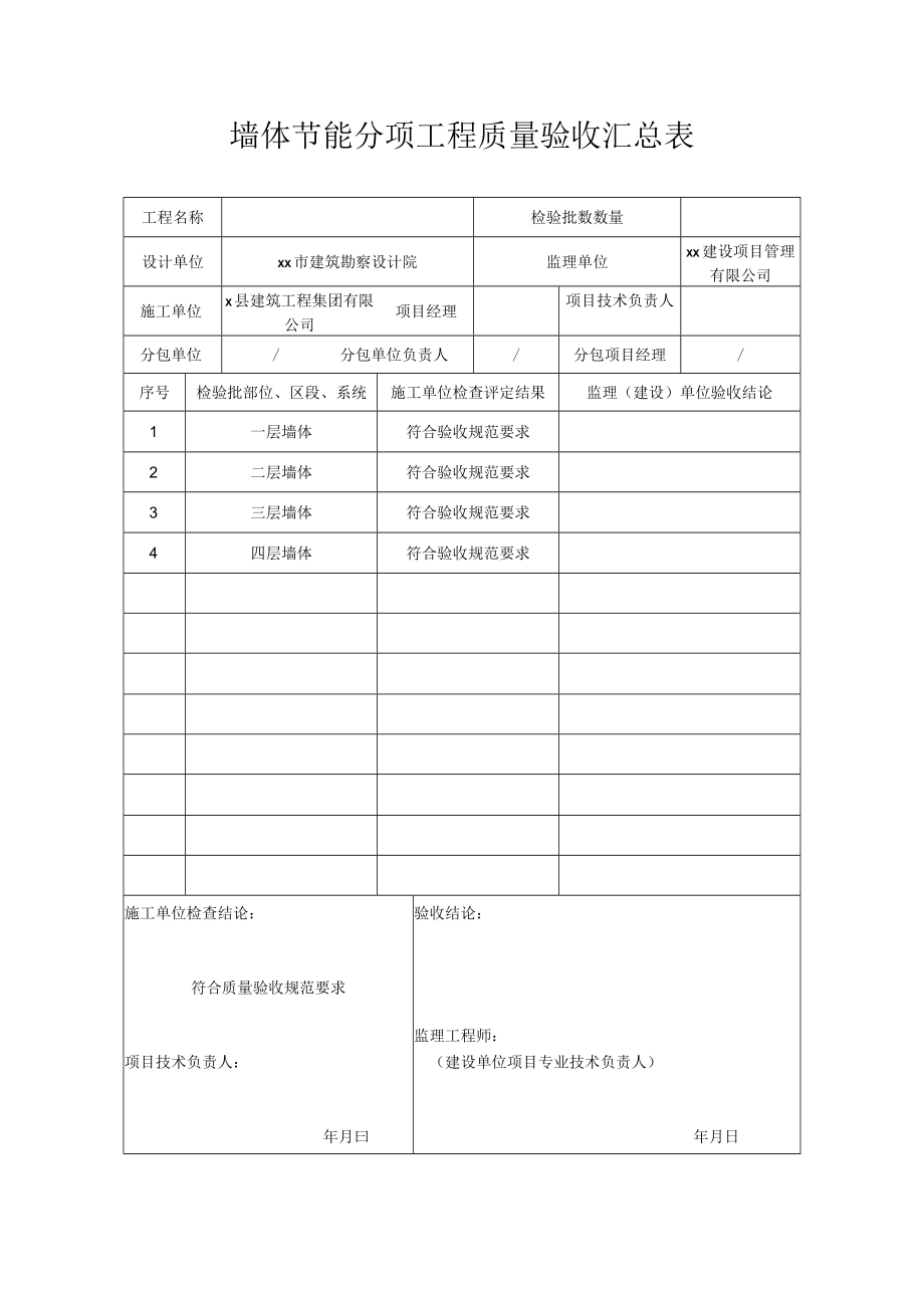 墙体节能分项工程质量验收汇总表.docx_第1页