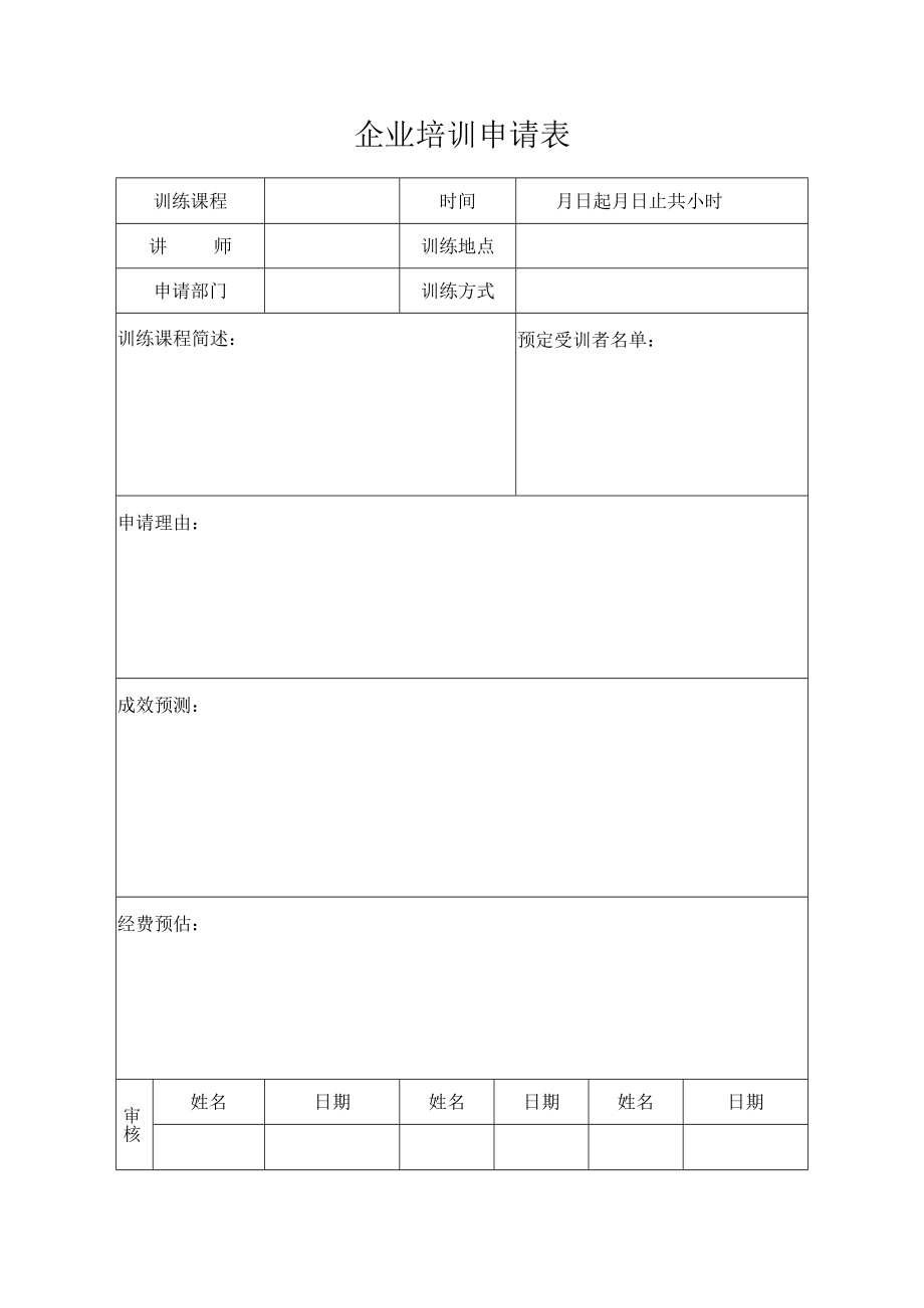 企业培训申请表.docx_第1页