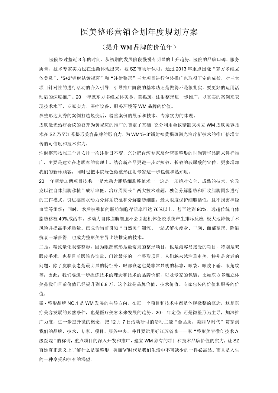 医美整形营销企划年度规划方案.docx_第1页