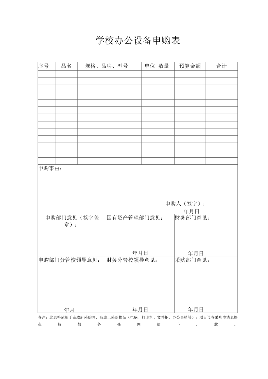 学校办公设备申购表.docx_第1页