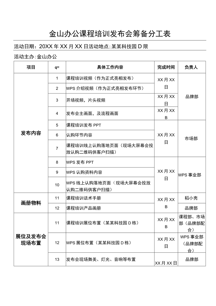 产品活动发布会筹备分工表.docx_第1页