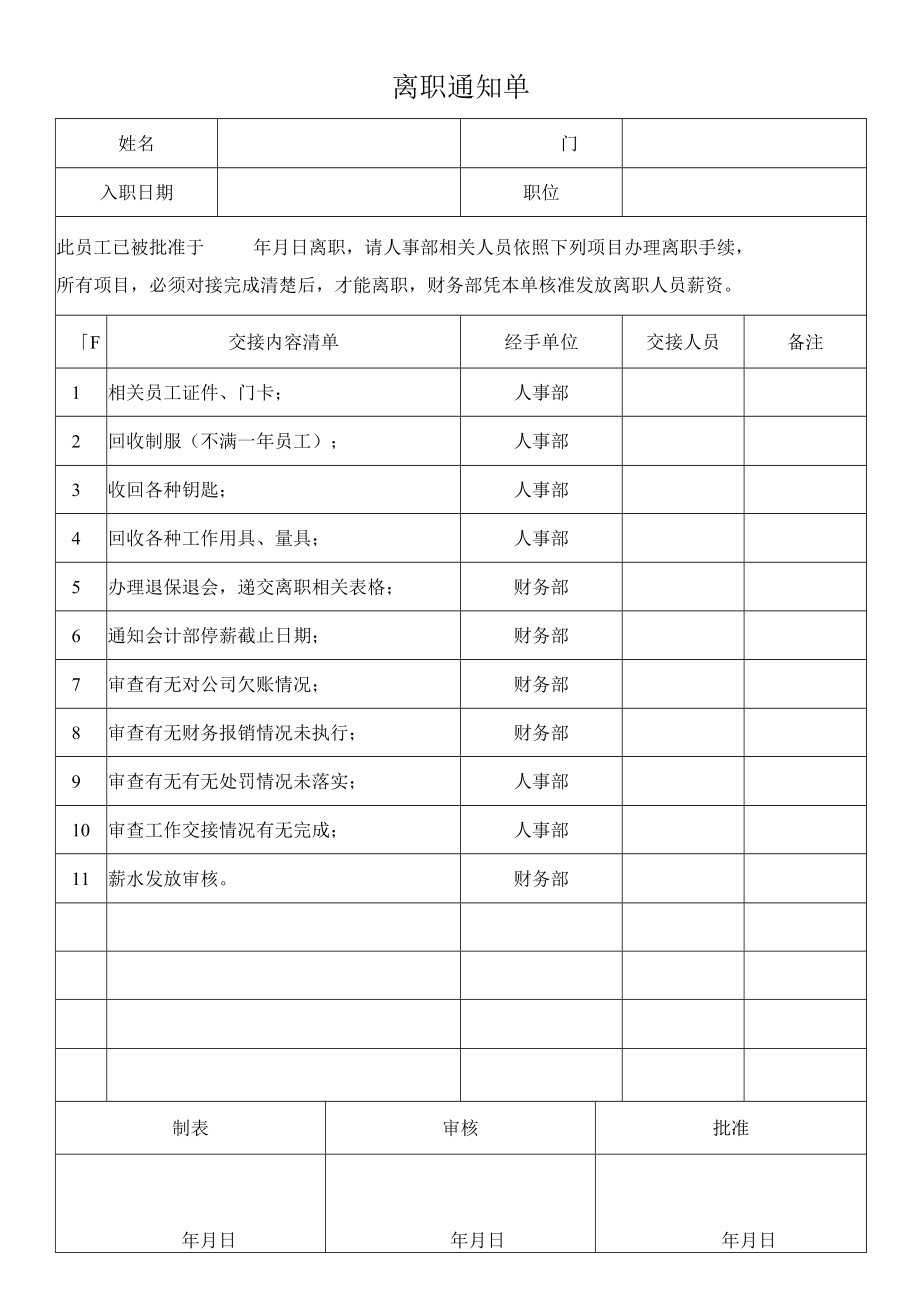 离职通知单.docx_第1页