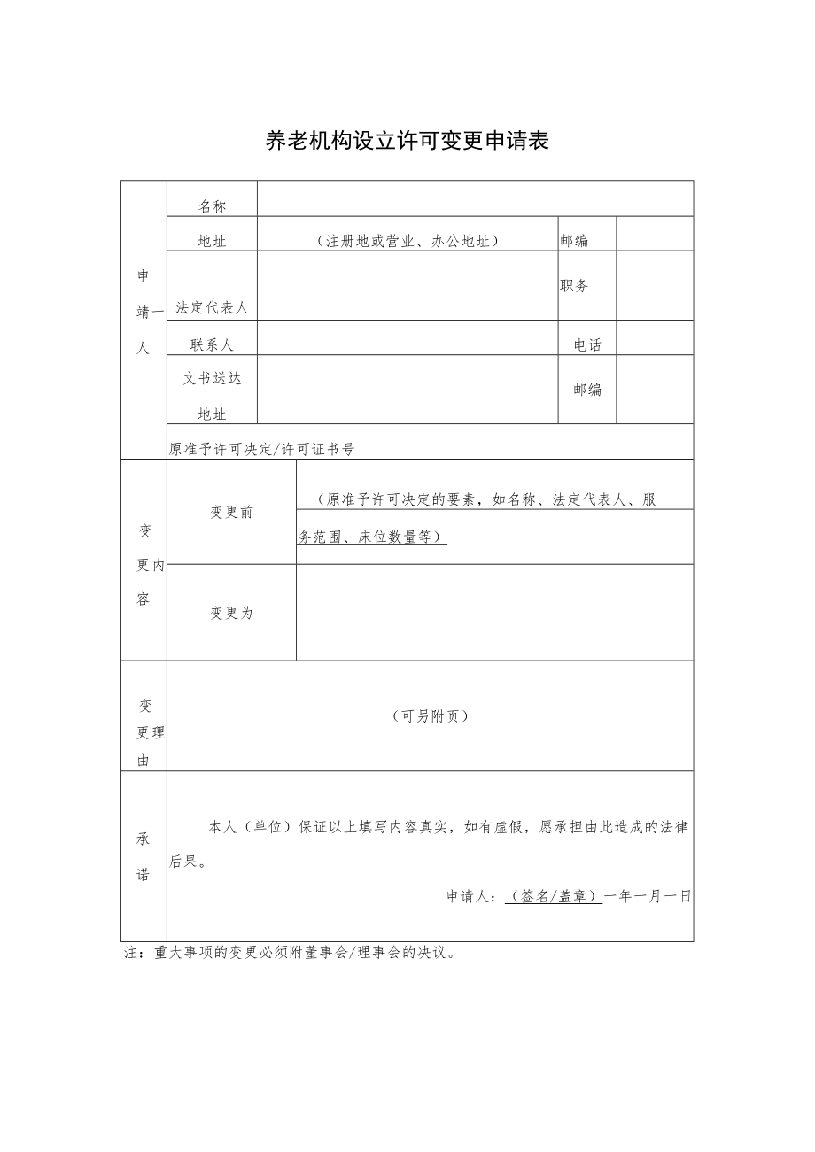 养老机构设立许可变更申请表.docx_第1页