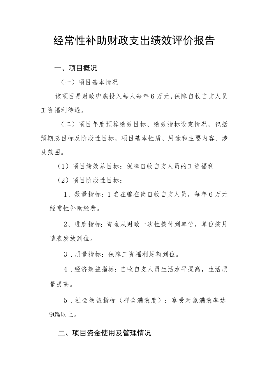 经常性补助财政支出绩效评价报告.docx_第1页