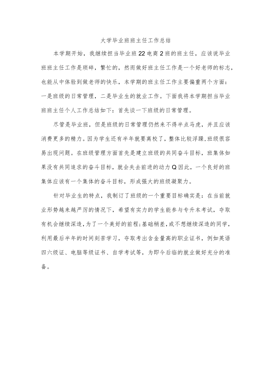 大学毕业班班主任工作总结.docx_第1页