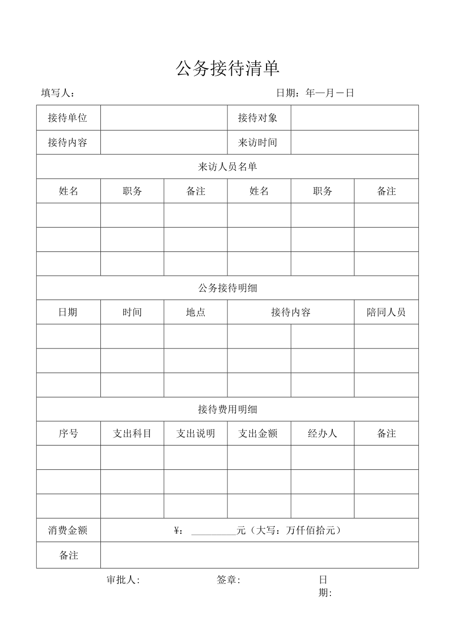 公务接待清单（行政管理）.docx_第1页