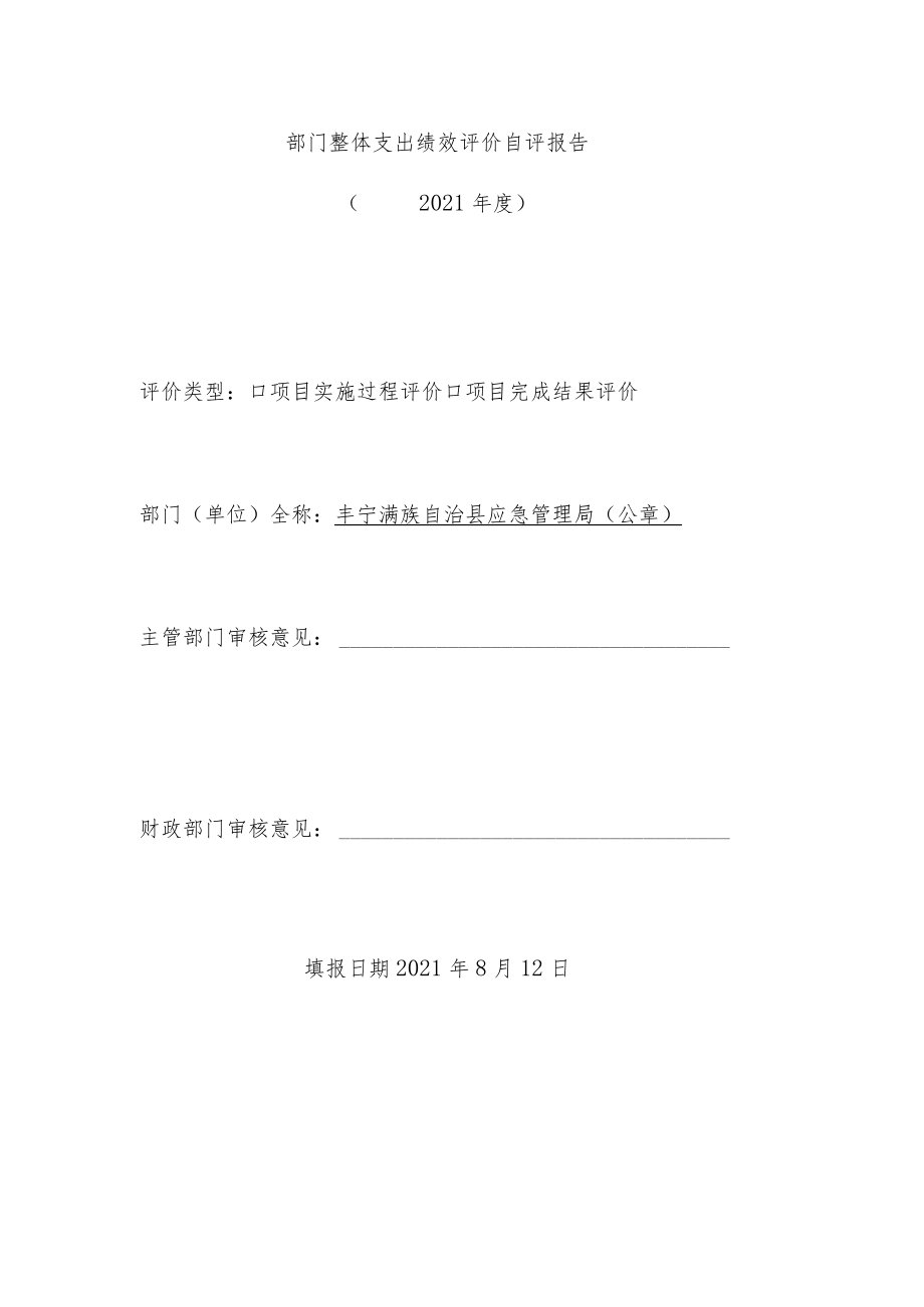 部门整体支出绩效评价自评报告.docx_第1页