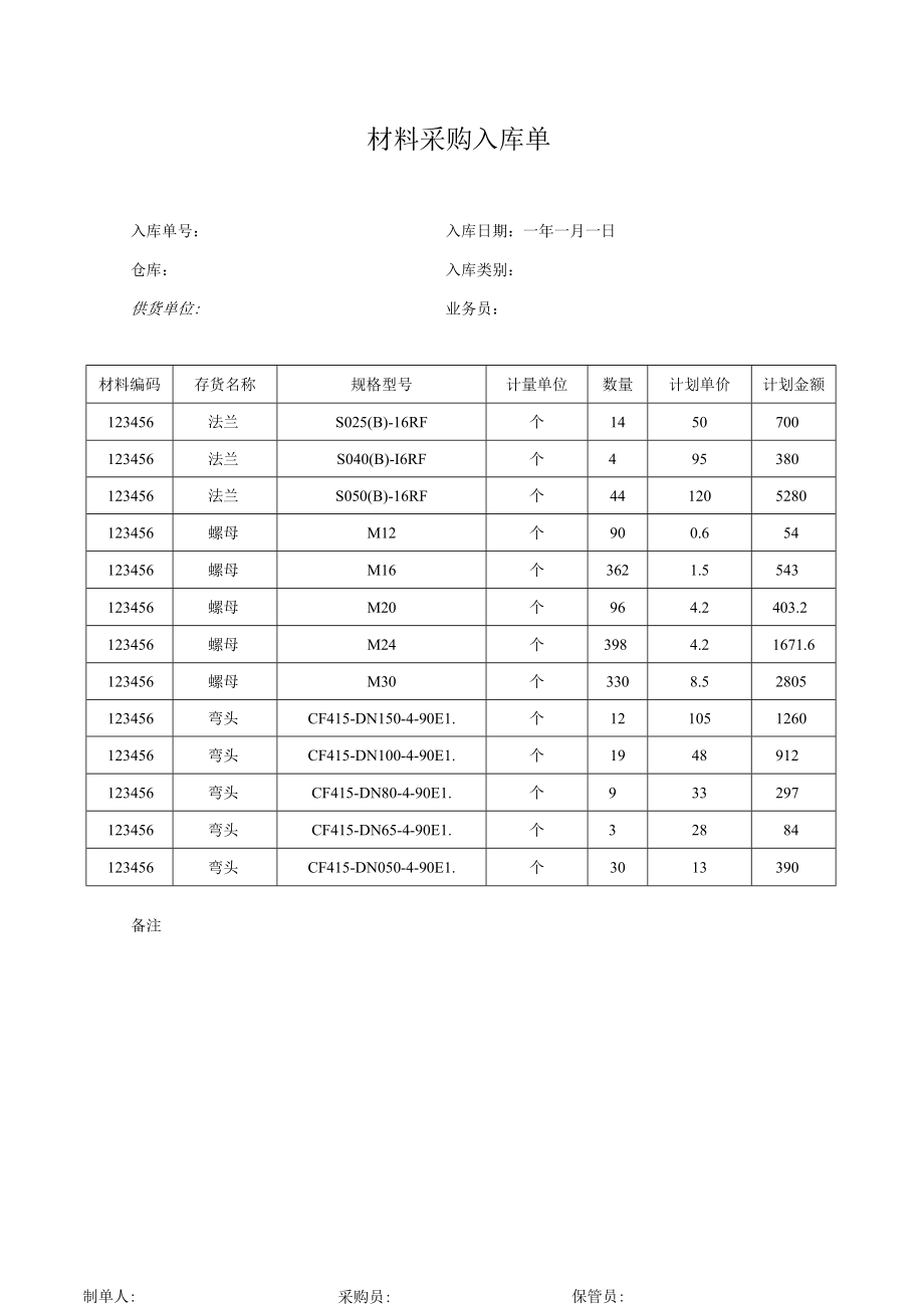 材料采购入库单.docx_第1页