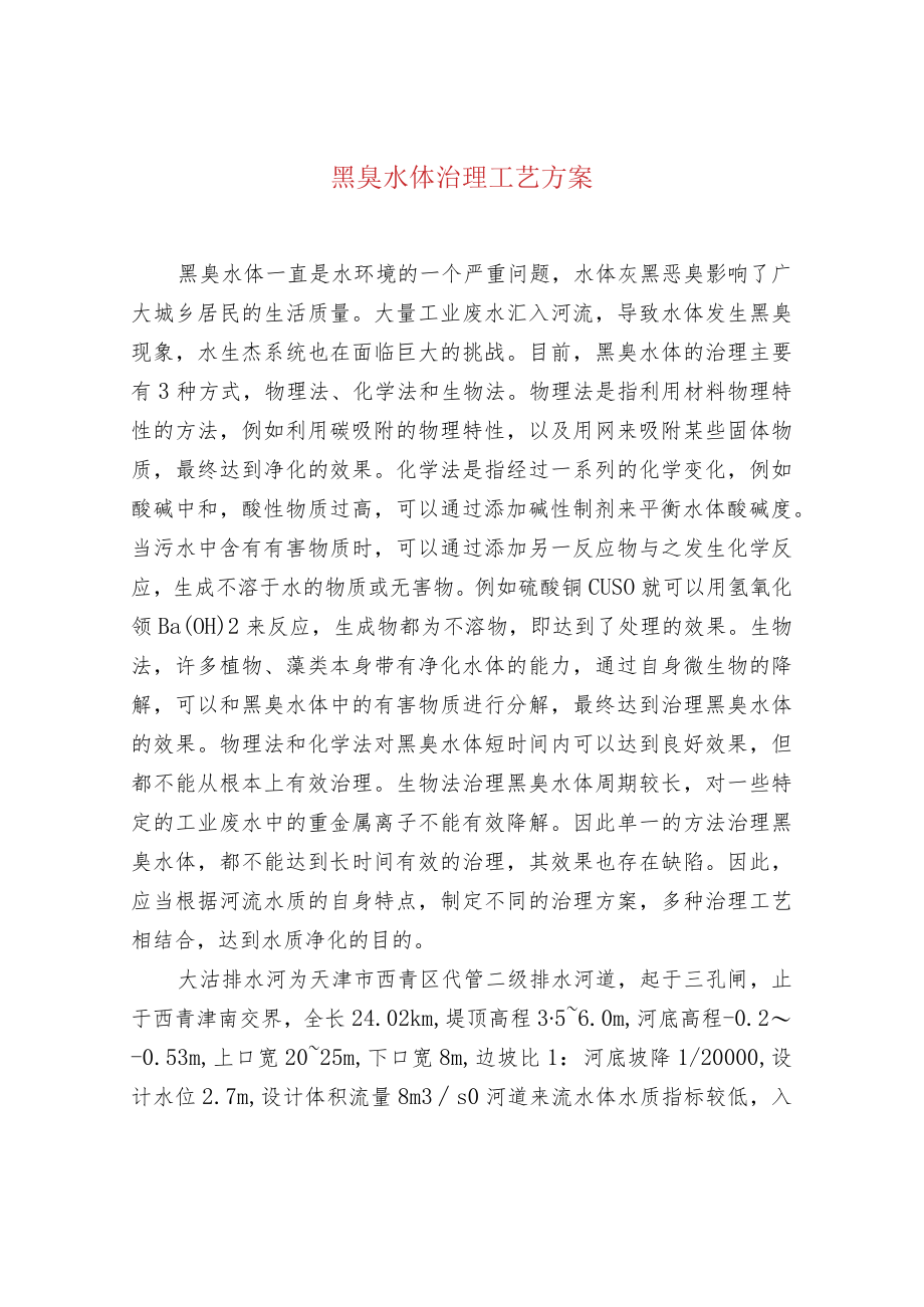 黑臭水体治理工艺方案.docx_第1页