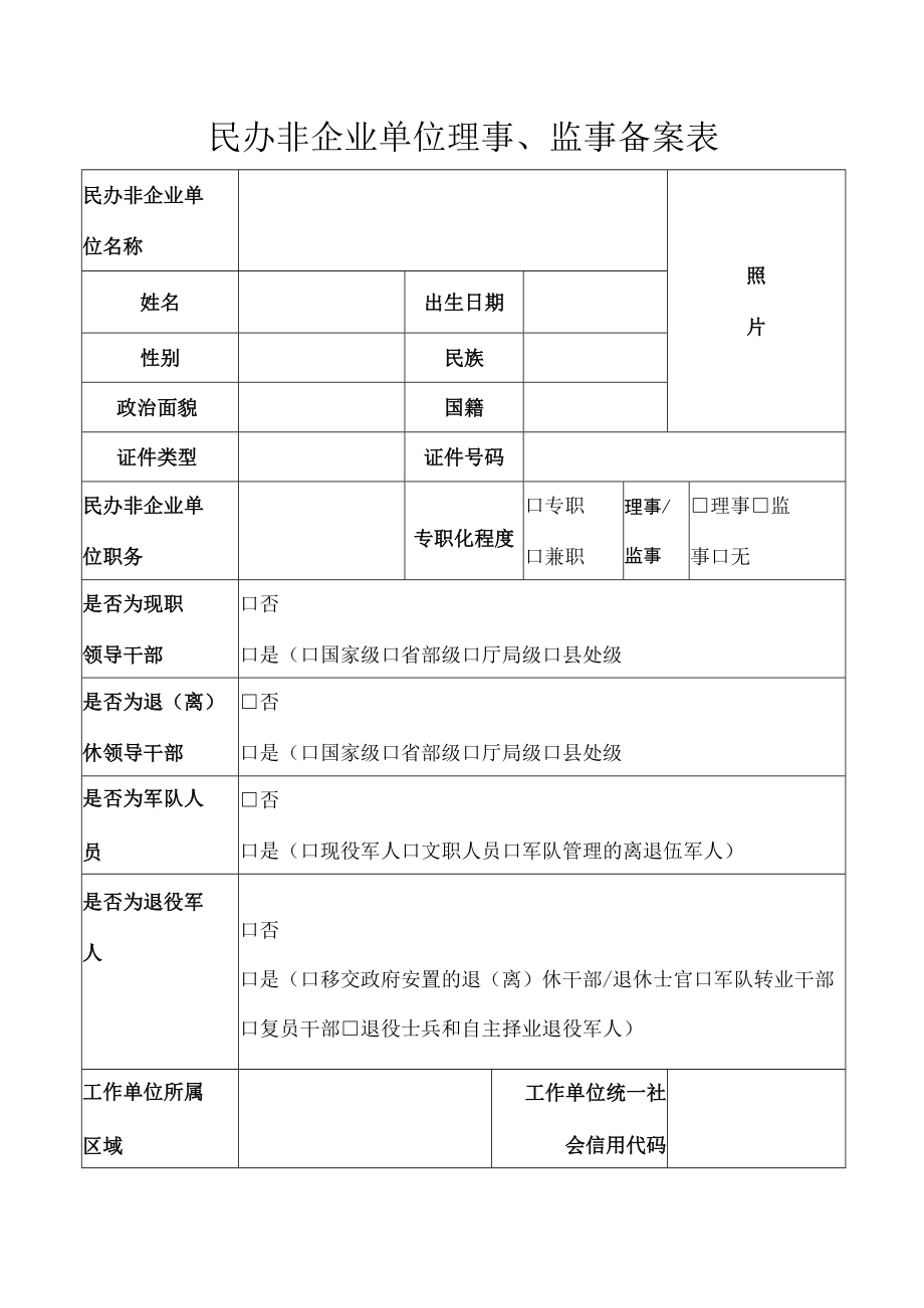 民办非企业单位理事、监事备案表.docx_第1页