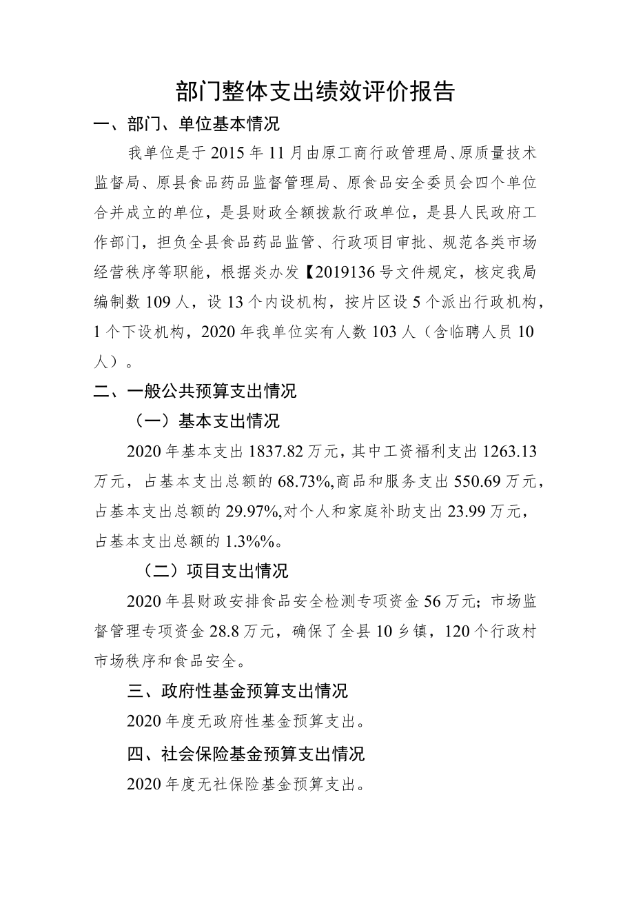 部门整体支出绩效评价报告(4).docx_第1页