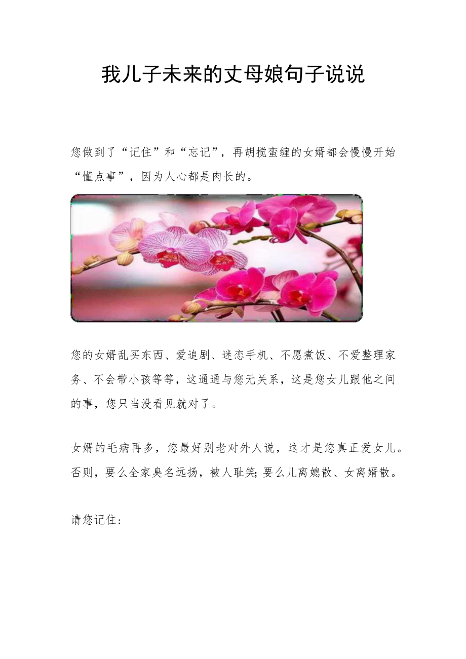 我儿子未来的丈母娘句子说说.docx_第1页