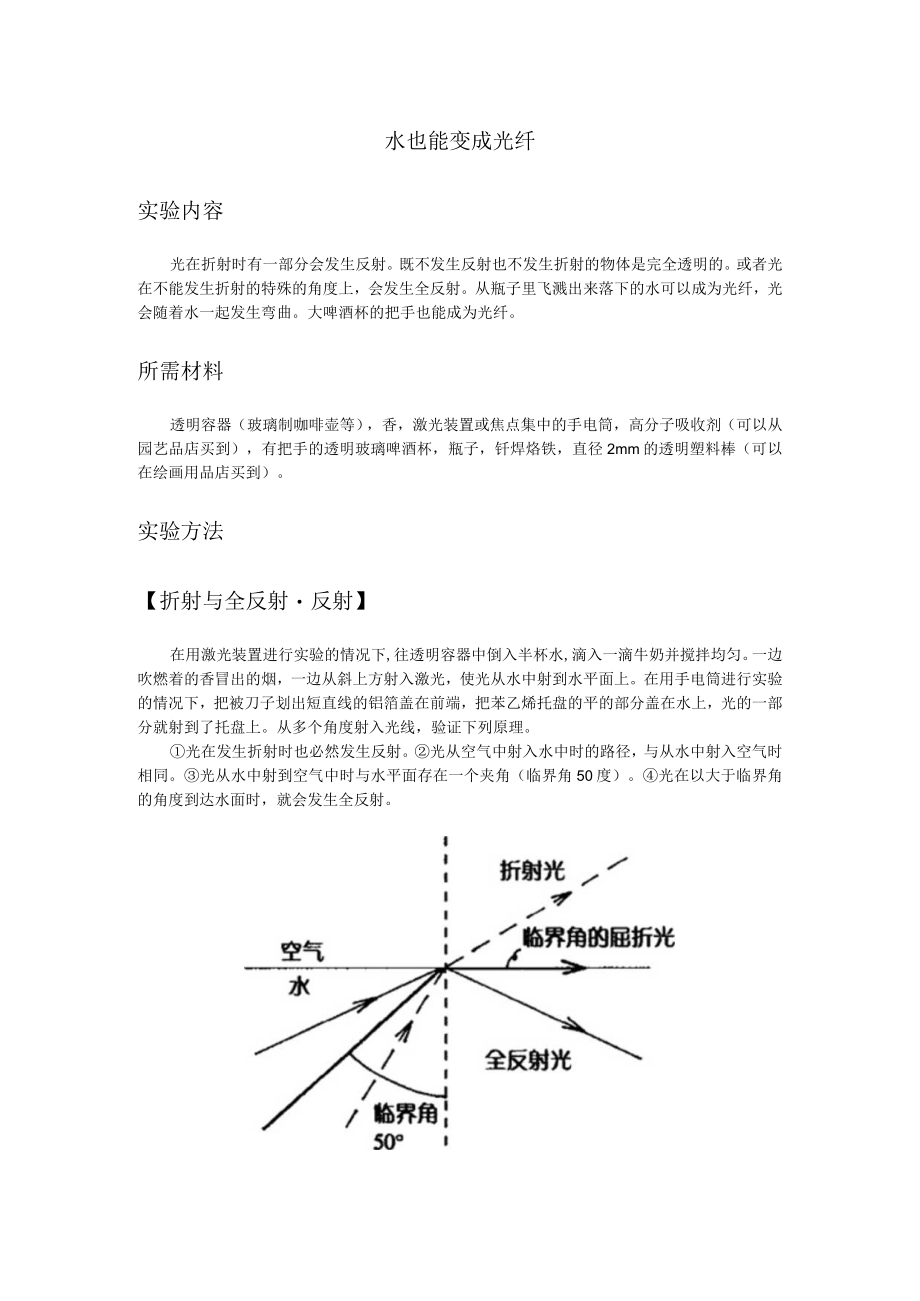 水也能变成光纤实验内容.docx_第1页