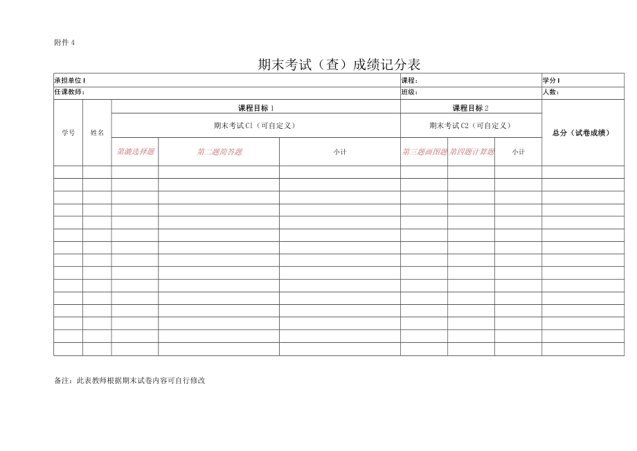 课程目标达成度计算及总评成绩评定表.docx_第2页