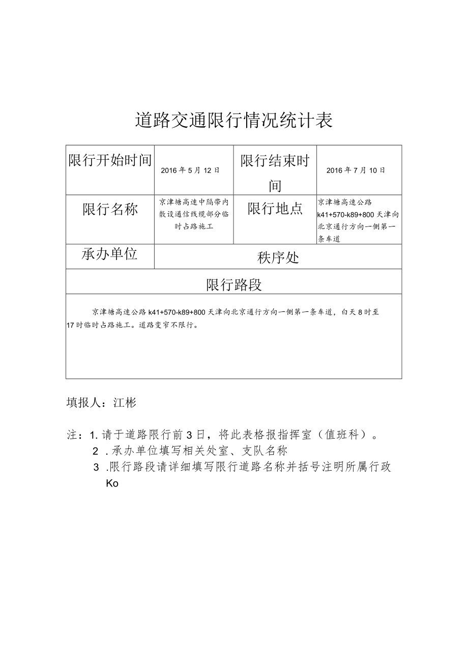 道路交通限行情况统计表.docx_第1页