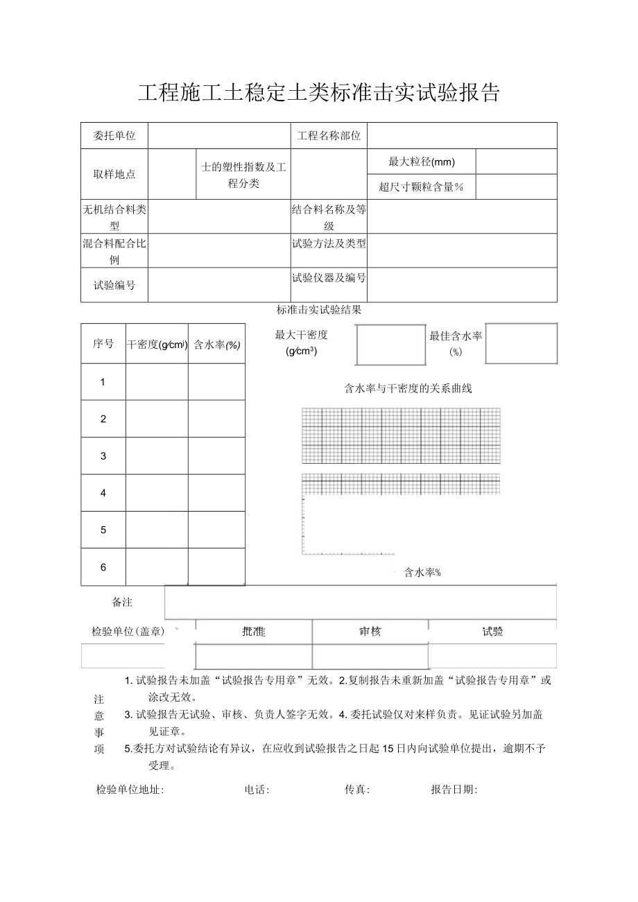 工程施工土稳定土类标准击实试验报告.docx_第1页