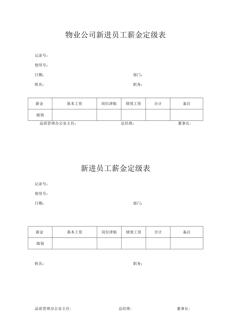 新进员工薪金定级表.docx_第1页