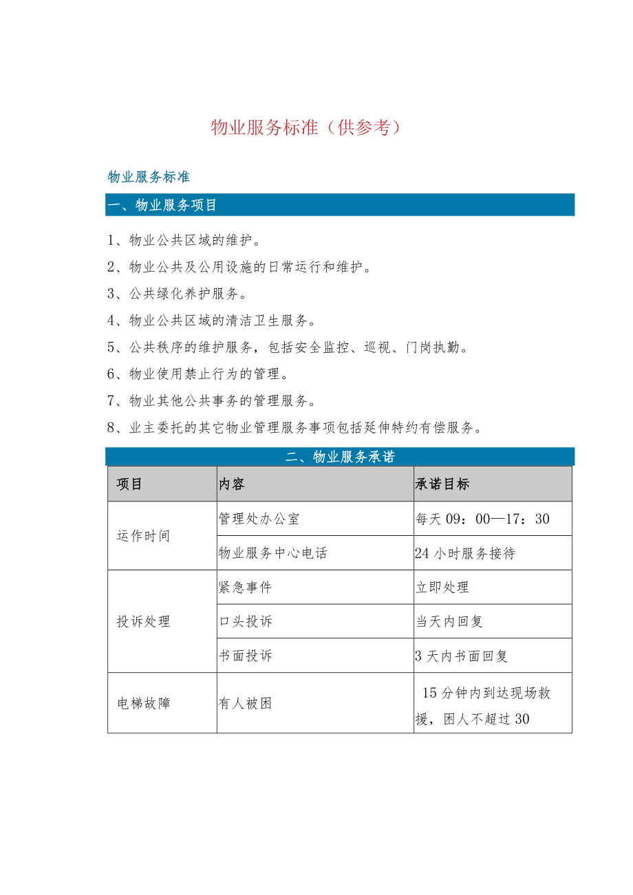 物业服务标准（供参考）.docx_第1页