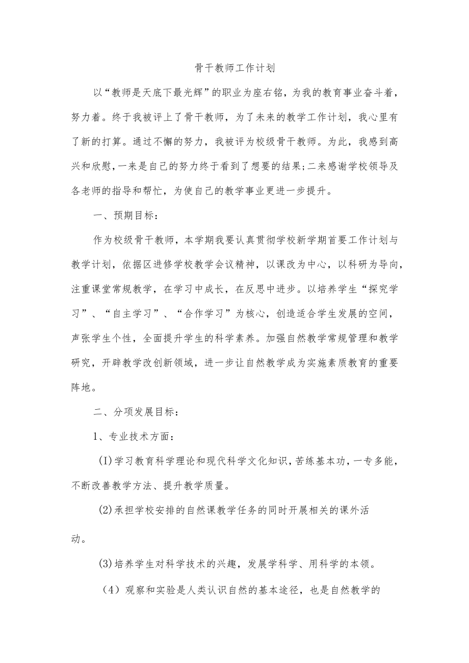 骨干教师工作计划.docx_第1页