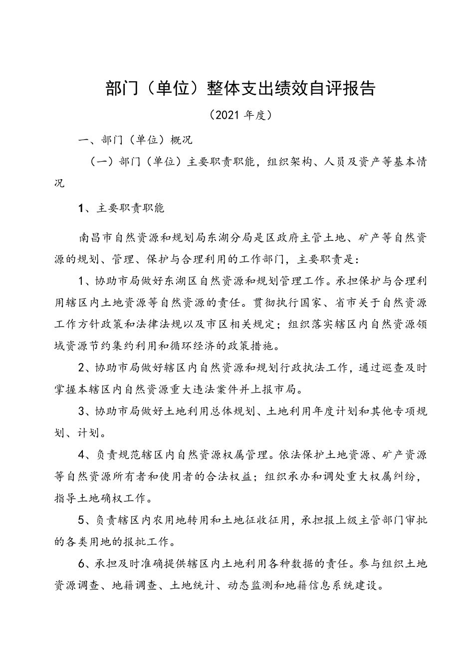 部门单位整体支出绩效自评报告.docx_第1页