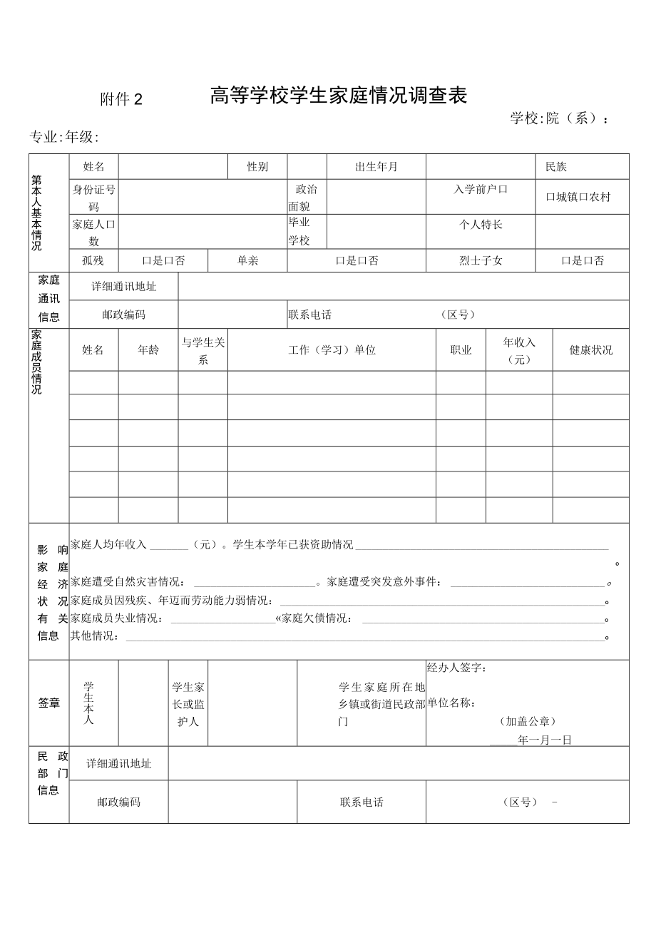 高等学校学生家庭情况调查表.docx_第1页