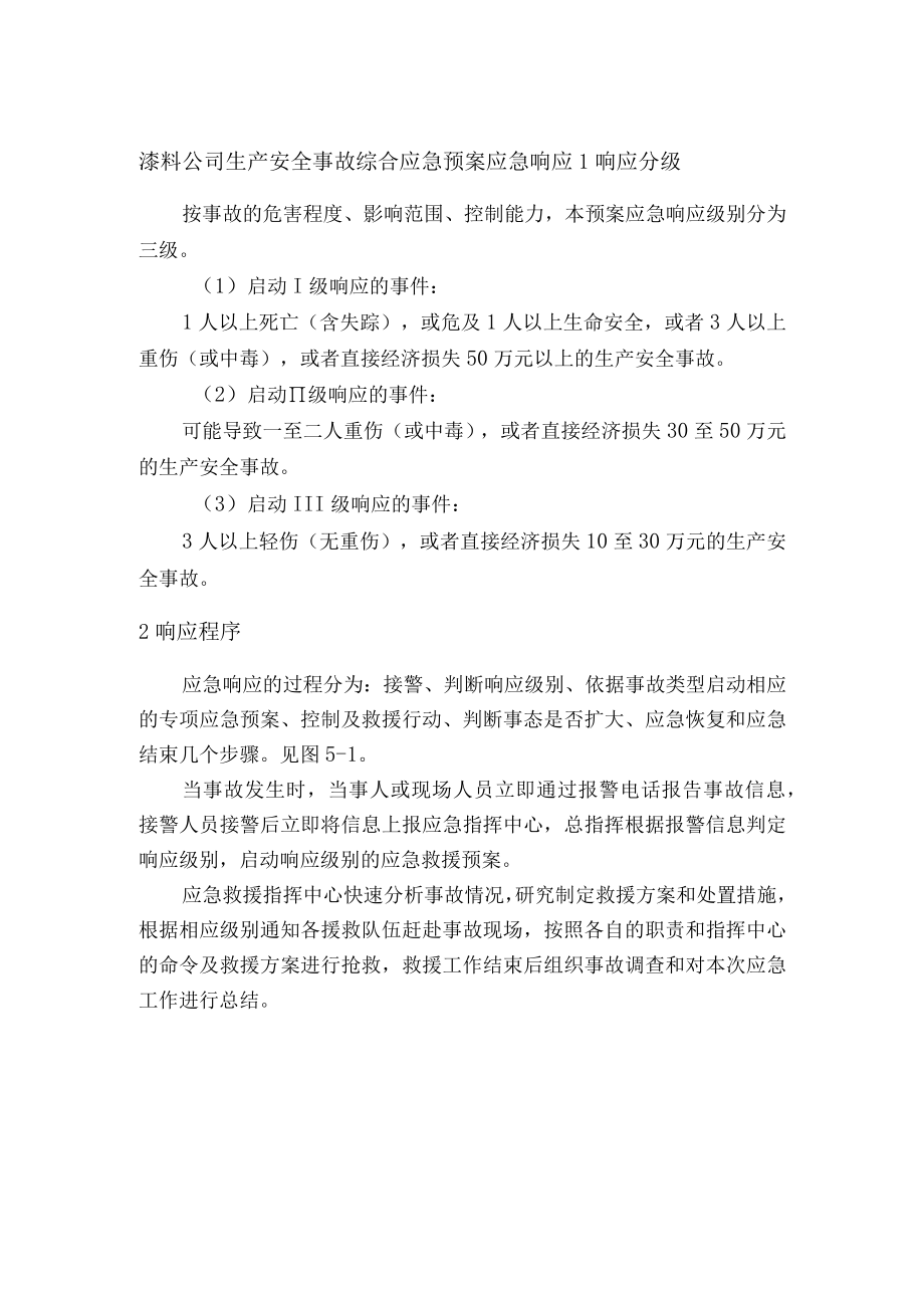 漆料公司生产安全事故综合应急预案应急响应.docx_第1页