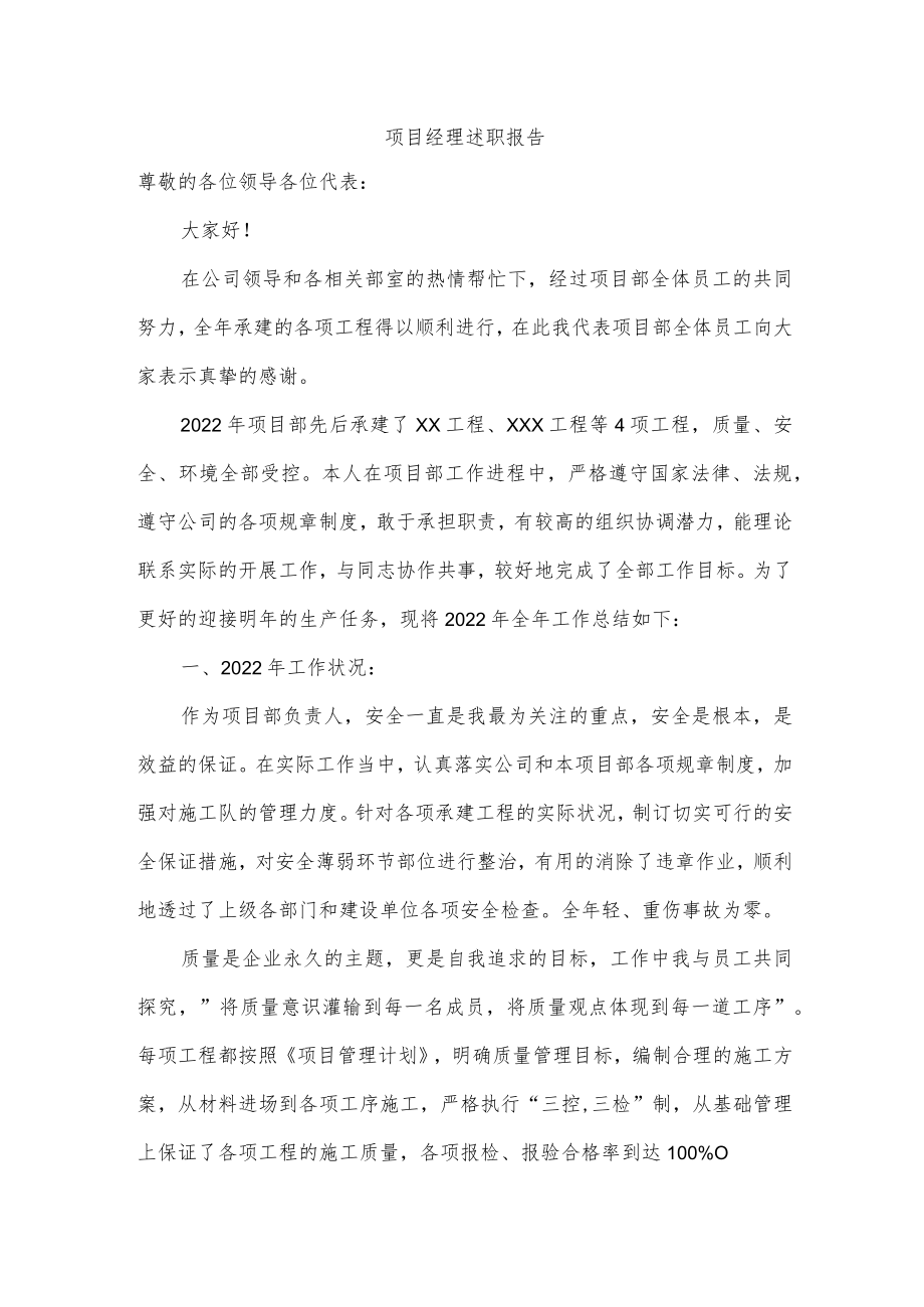 项目经理述职报告.docx_第1页