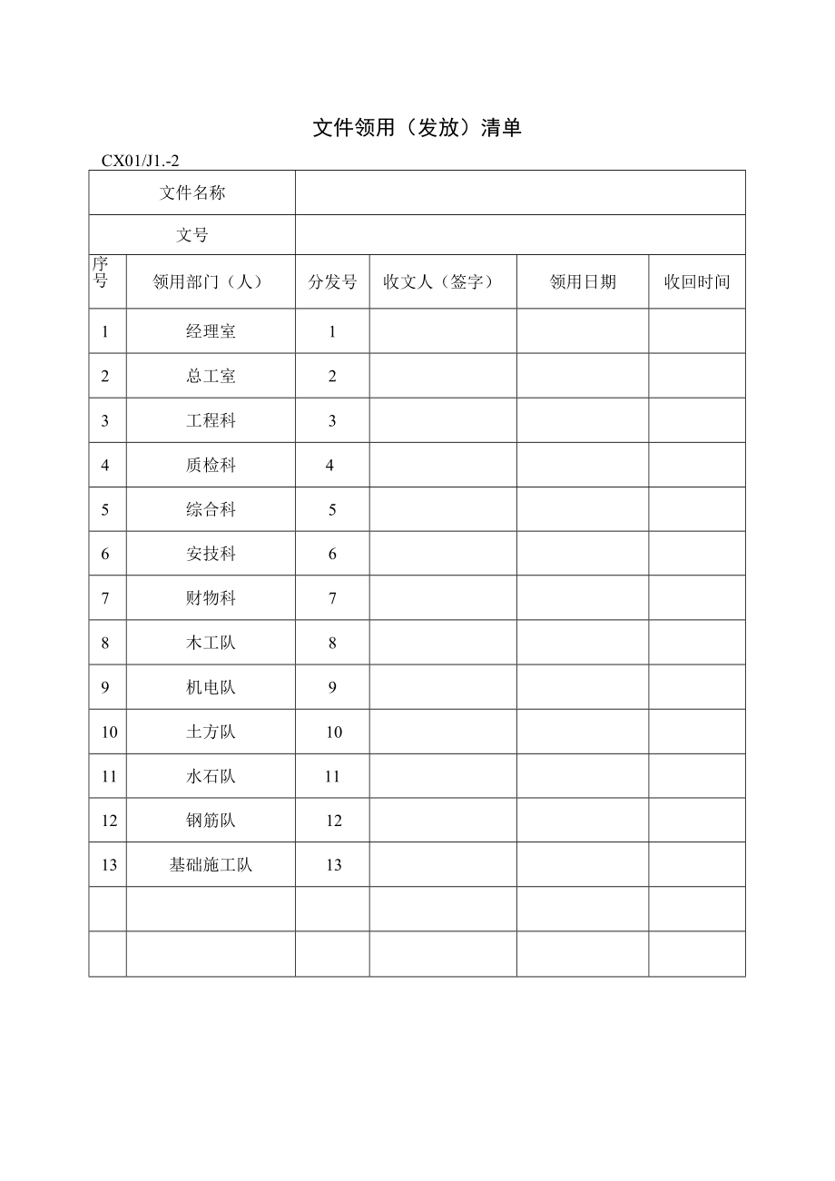 施工单位文件领用(发放)清单.docx_第1页