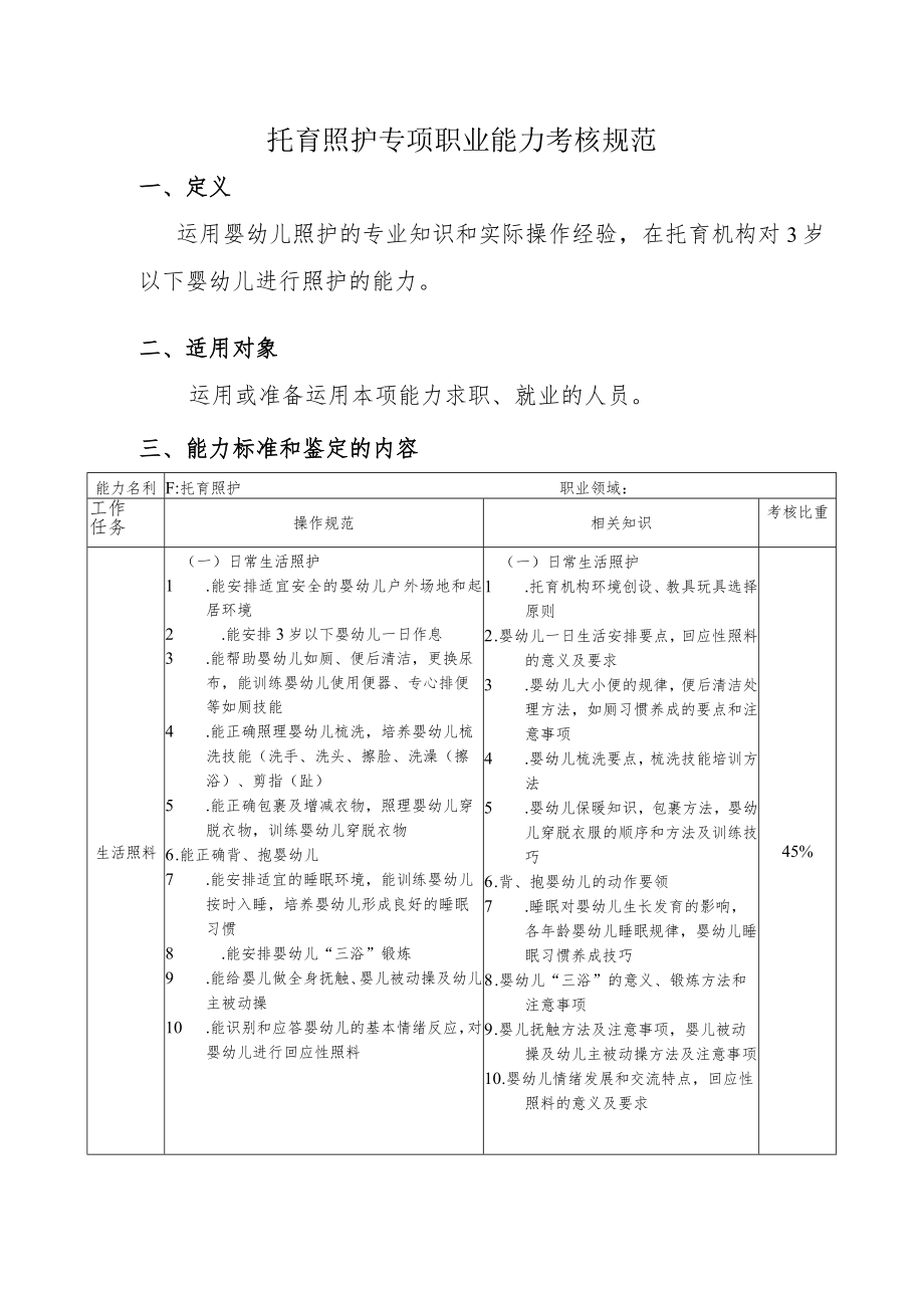 托育照护专项职业能力考核规范.docx_第1页