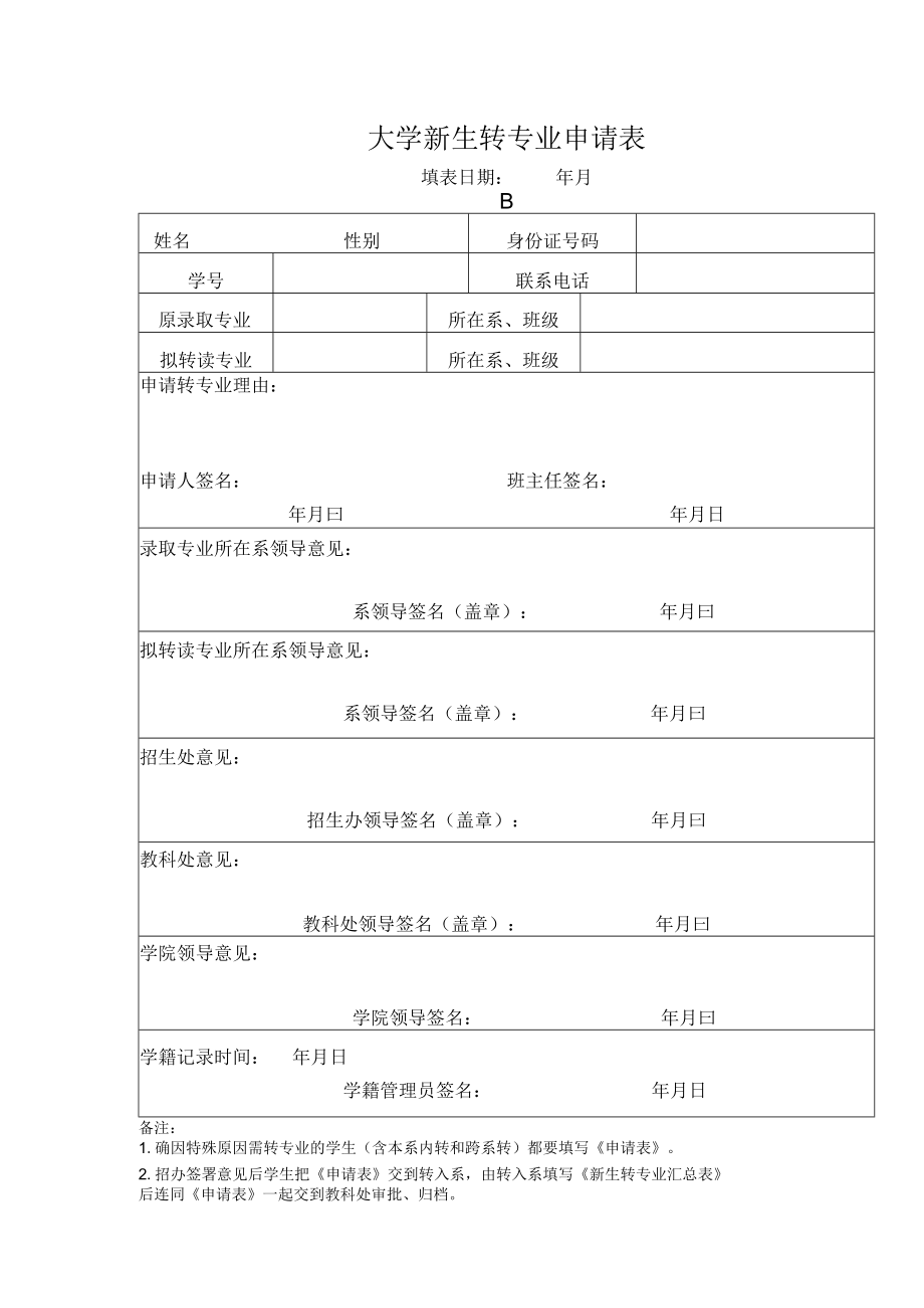 新生转专业申请表.docx_第1页