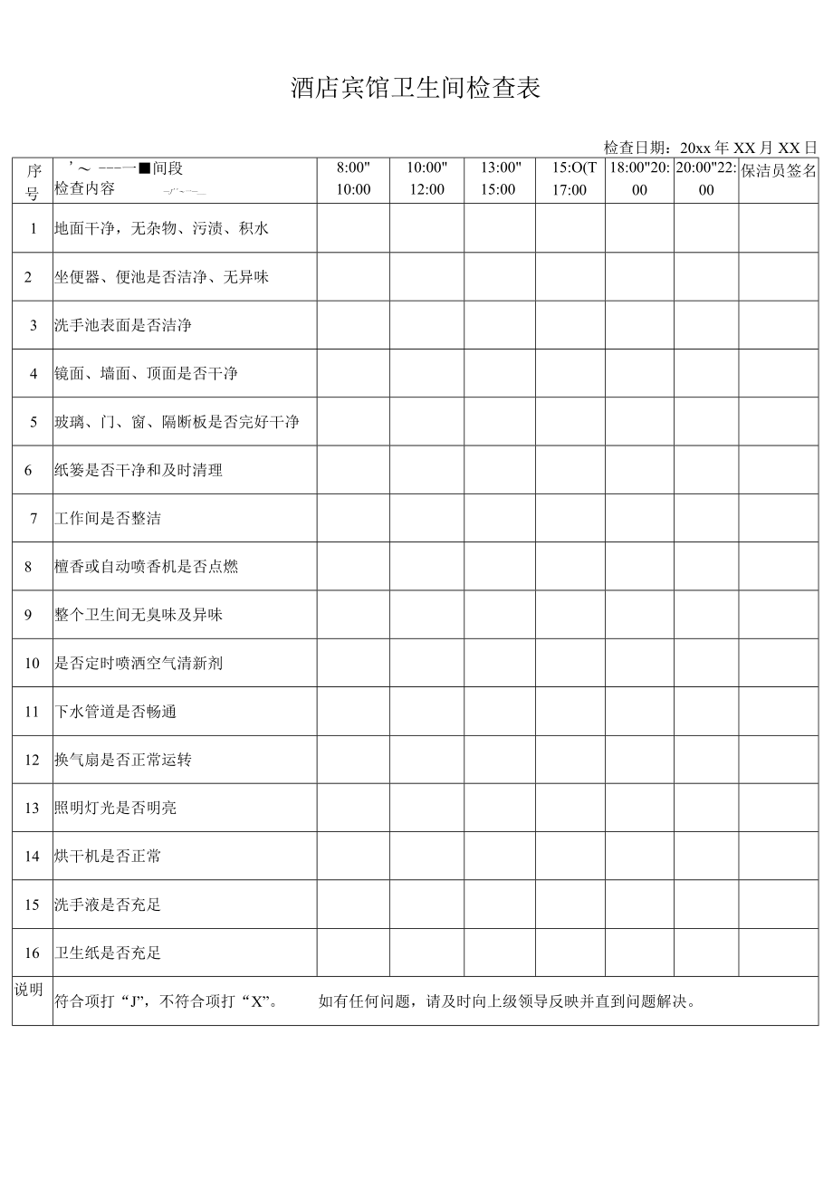 酒店宾馆卫生间检查表.docx_第1页