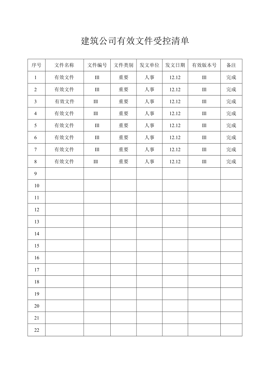 建筑公司有效文件受控清单.docx_第1页