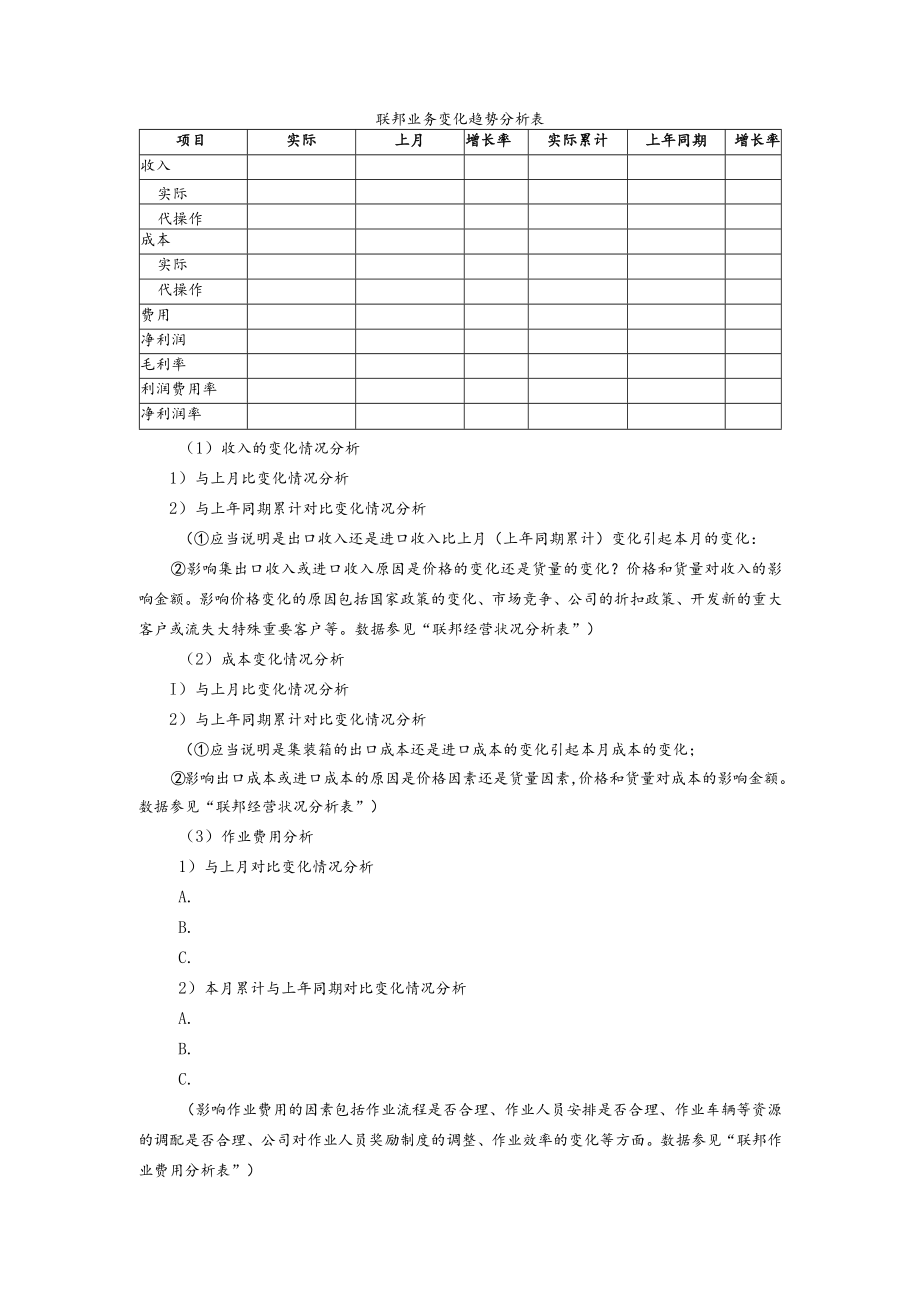 财务分析联邦业务变化趋势分析表.docx_第1页