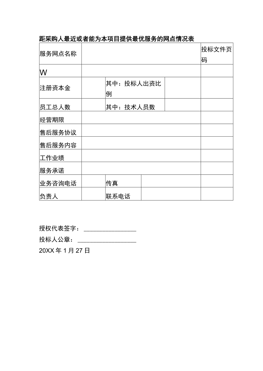 距采购人最近或者能为本项目提供最优服务的网点情况表.docx_第1页